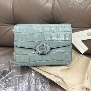 NWT Tory Burch ROBINSON CROC-EMBOSSED CONVERTIBLE SHOULDER BAG